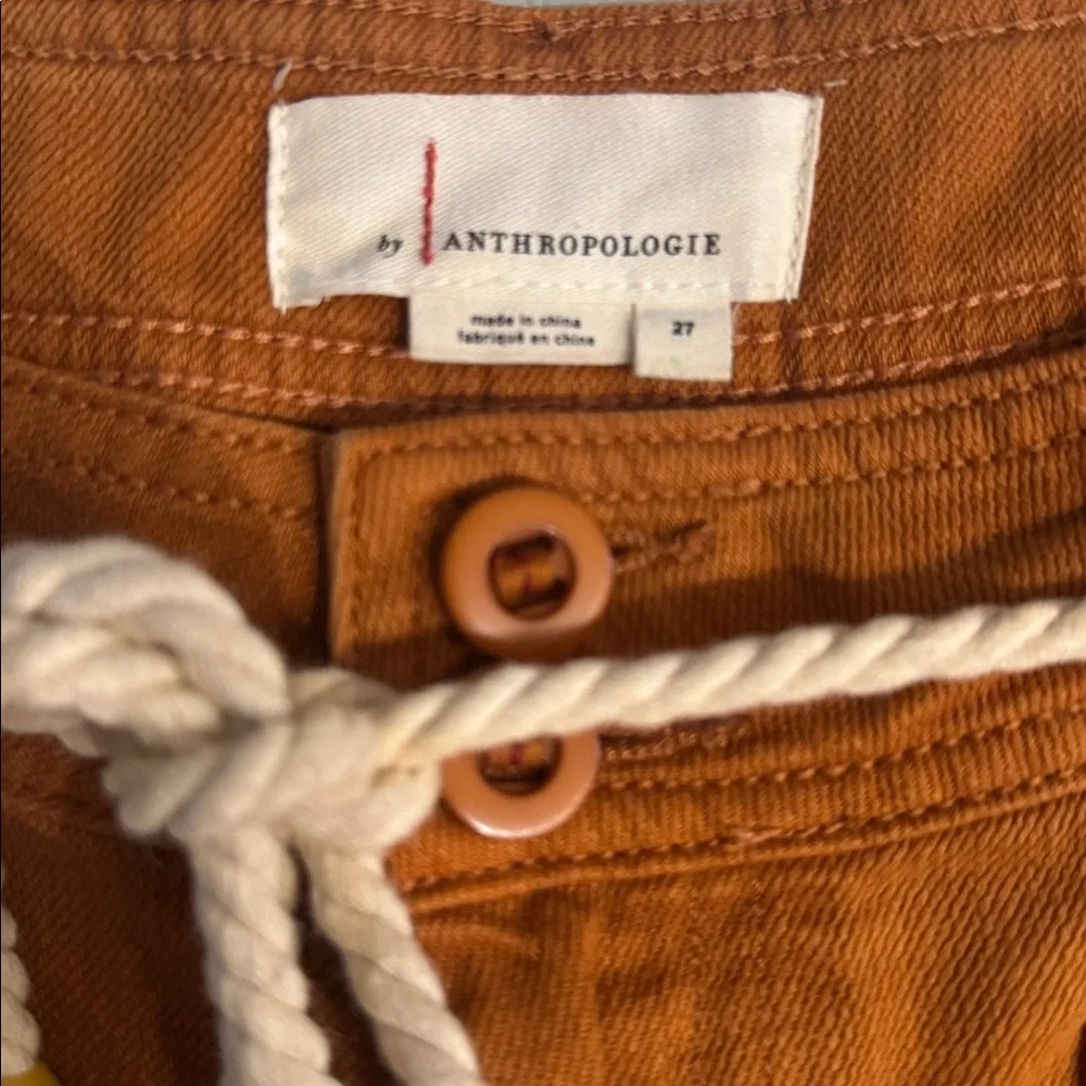 Anthropologie Rust Linen Blend Shorts | Rope Belt | Size 27 | Boho Summer - Picture 3 of 5